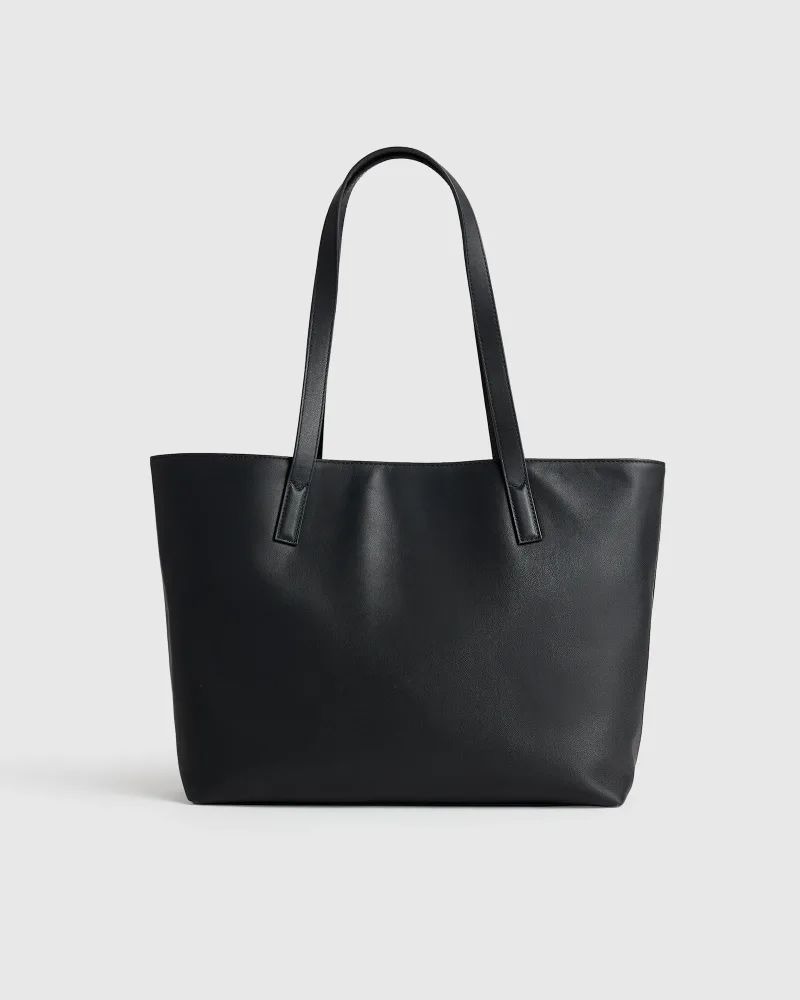 Quince Classic Italian Leather Tote, Black
