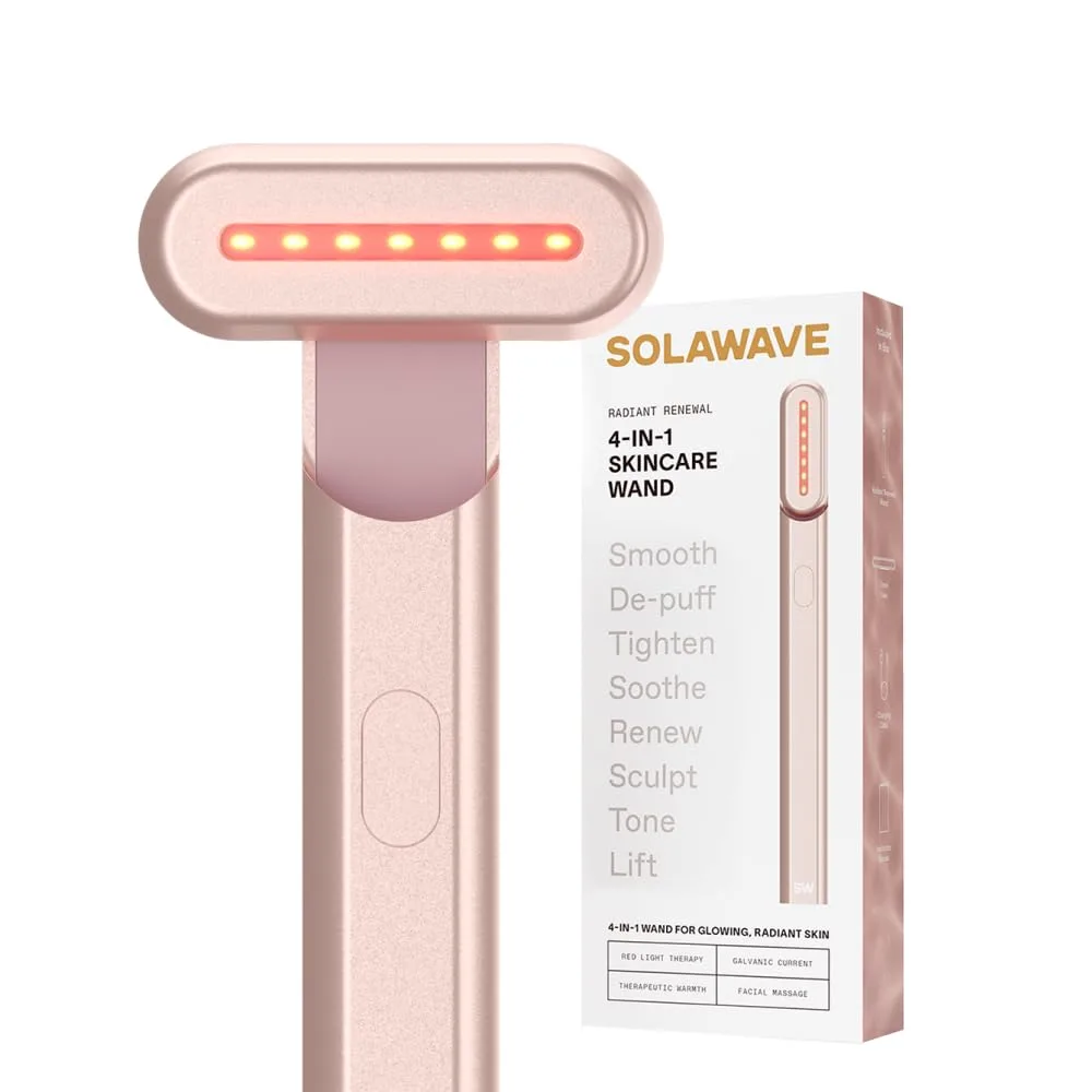 Solawave 4-in-1 Skincare Wand with Red Light, Rose Gold